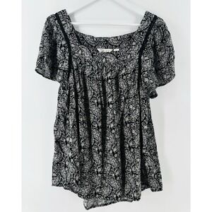 Womens Caffe Marrakesh Short Sleeve Chambray Peasant Baby Doll Sz M‎ AB21